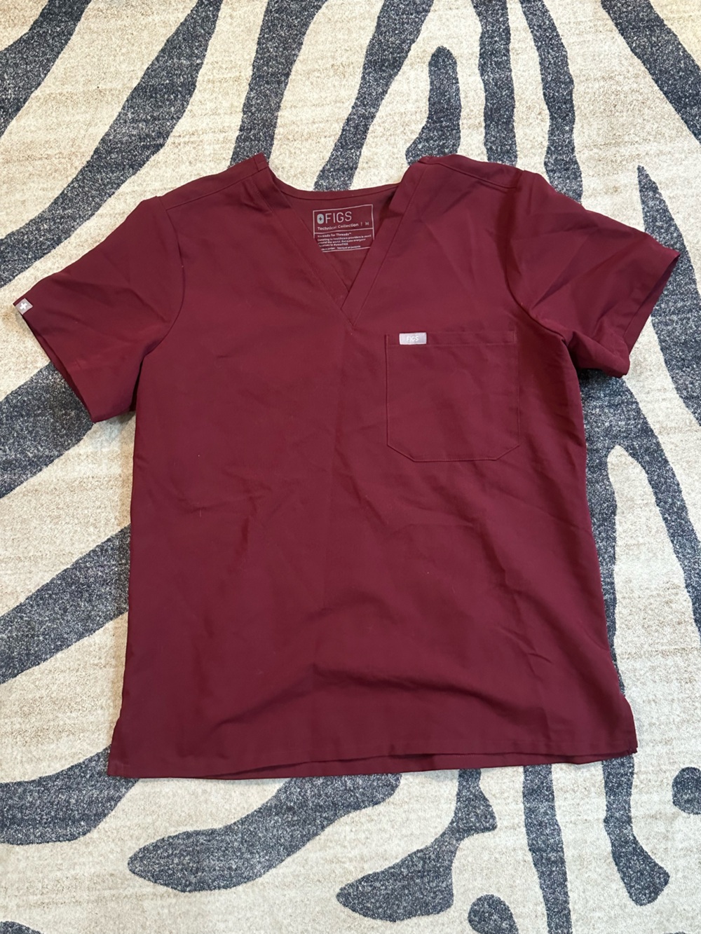 FIGS Maroon V-Neck Scrub Top